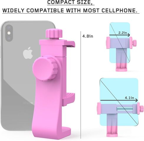 Universal Phone Tripod Mount Adapter with Ｗireless Camera Remote, Cell Phone Holder with Adjustable Clamp for Selfie Stick Monopod Compatible with iPhone, Samsung and so on, Wrist Strap Included in Kuwait