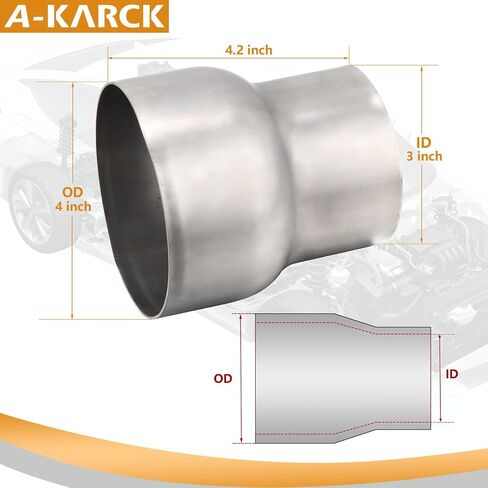 A-KARCK Exhaust Adapter Connector 4" ID to 5" OD, Exhaust Pipe Reducer 4" Overall Length Stainless Steel in Saudi Arabia