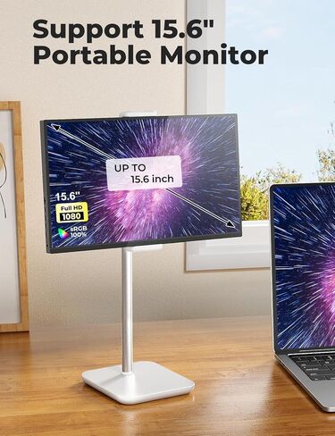 Adjustable iPad Stand with 21" Height Extension, 360° Swivel Tablet Holder for Desk, Surface Pro Stand, Portable Monitor Stand Compatibility with 4.7-15.6" Tablets and Smartphones, Display - Black in Kuwait