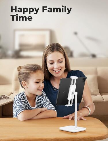 Adjustable iPad Stand with 21" Height Extension, 360° Swivel Tablet Holder for Desk, Surface Pro Stand, Portable Monitor Stand Compatibility with 4.7-15.6" Tablets and Smartphones, Display - Black in Kuwait