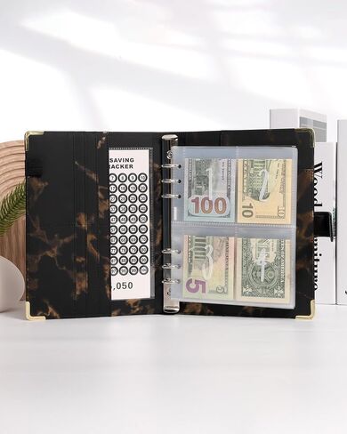 100 Envelopes Money Saving Challenge Binder - A5 Money Saving Budget Binder Easy and Fun Way to Save $5,050 Savings Challenges Book with Envelopes (Black) in Saudi Arabia
