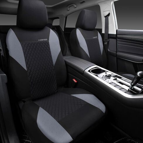 CAR PASS Ultrasonic Embossing Cloth Universal Seat Covers,Cute Breathable Car Seat Cover with 5mm Composite Sponge Inside,Airbag Compatible,2zipper Bench for Sedan,SUV,Truck(Beige,Full Set) in Kuwait