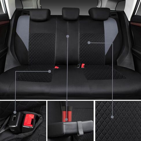 CAR PASS Ultrasonic Embossing Cloth Universal Seat Covers,Cute Breathable Car Seat Cover with 5mm Composite Sponge Inside,Airbag Compatible,2zipper Bench for Sedan,SUV,Truck(Beige,Full Set) in Kuwait