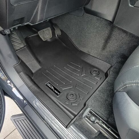 بطانات أرضية SMARTLINER 2024 Toyota Tacoma Double Cab - مجموعة صفين تناسب جميع الأحوال الجوية، سجادات أرضية سوداء (تتناسب فقط مع الصف الثاني للتخزين تحت المقعد) in Saudi Arabia