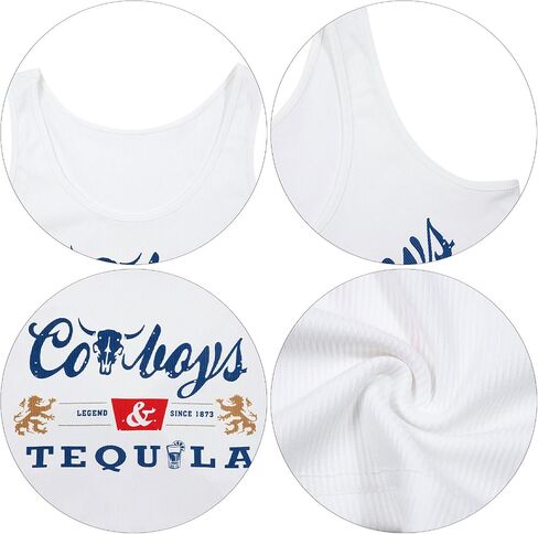 Western Cowgirl Tank Tops Women Country Music Crop Top Sleeveless Cowboy Graphic Cami Shirt in Saudi Arabia