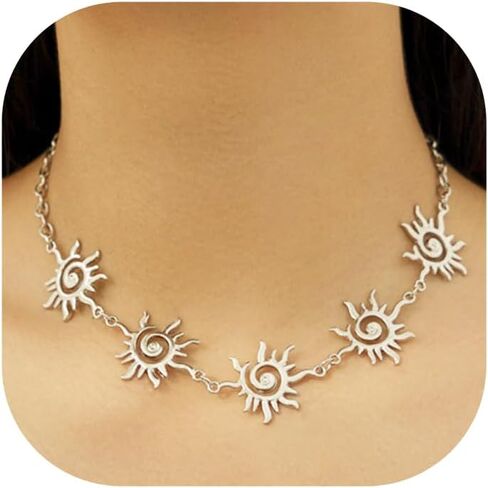 Sun Necklace for Women Gold Sun Choker Necklace Sunburst Necklace Bohemian Sun Collar Necklace 18K Gold Plated Choker Necklace Sun Jewelry for Women in Saudi Arabia