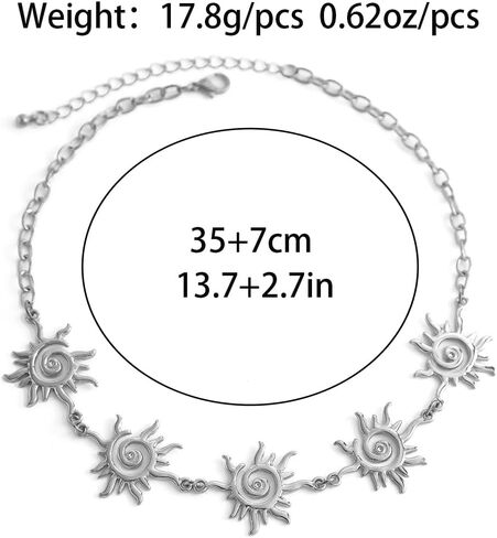 Sun Necklace for Women Gold Sun Choker Necklace Sunburst Necklace Bohemian Sun Collar Necklace 18K Gold Plated Choker Necklace Sun Jewelry for Women in Saudi Arabia