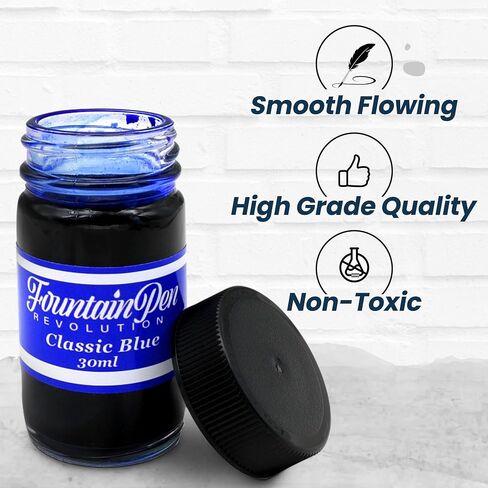 FPR Classic Blue Fountain Pen Ink - 30 ml Saturated Blue Ink Bottle for Smooth, Effortless Writing - Professional/Daily Use Refill Ink for Fountain Pen - Premium Stationery Supplies in Saudi Arabia