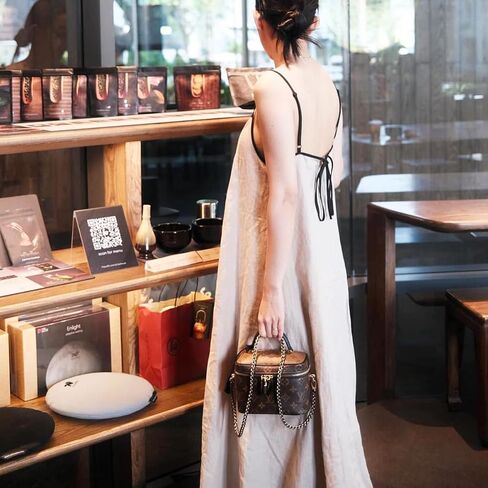 Shy Velvet Women's 2024 Summer Linen Maxi Dress Contrast Spaghetti Strap Dress Backless Sleeveless Casual Party Beach Dresses in Saudi Arabia