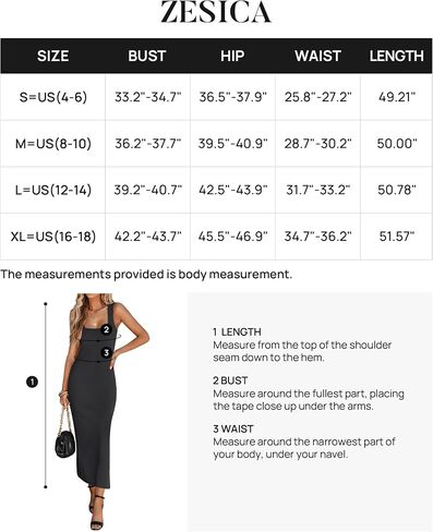 ZESICA Womens Summer Casual Square Neck Bodycon Midi Dresses 2024 Spring Sleeveless Side Slit Knit Beach Vacation Long Dress in Kuwait