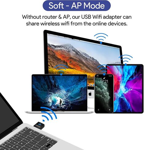 USB Bluetooth WiFi Adapter, Wireless Nano USB Network Adapter for Laptop Desktop PC Wi-Fi Dongle Compatible with Windows 10/7/8/8.1/XP Mac OS X 10.6-10.15.3 in Kuwait