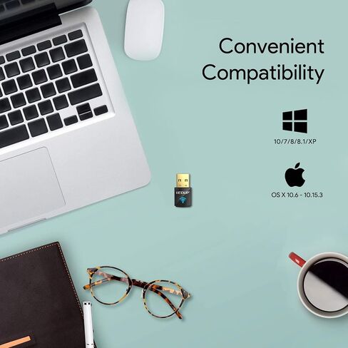 USB Bluetooth WiFi Adapter, Wireless Nano USB Network Adapter for Laptop Desktop PC Wi-Fi Dongle Compatible with Windows 10/7/8/8.1/XP Mac OS X 10.6-10.15.3 in Kuwait