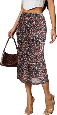 Avanova Women Mesh Mermaid Bodycon Skirts High Waisted Fishtail Midi Skirts in Saudi Arabia