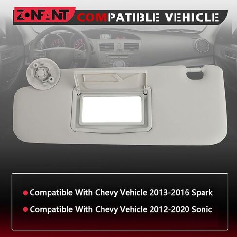 ZONFANT واقي من الشمس على الجانب الأيسر للسائق بدون فتحة سقف متوافق مع سيارة Chevy 2012-2020 Sonic، 2013-2016 Spark، استبدال #95055012 95327505 95473602 42478249 in Kuwait