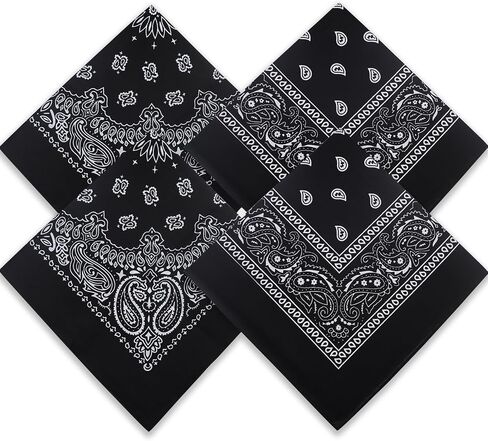 4 Pack Types of Paisley Pattern Bandanas, 22x22 Inches Cotton Bandanas Handkerchief Face Mask for Men & Women in Saudi Arabia