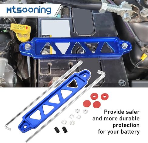 Mtsooning Battery Hold Down Bracket,Aluminum Alloy Silver Battery Tie Down Mount Bracket Kit with 10in J Bolts,Universal Battery Tray for Car Battery Mount Bracket Hold Lock Accessories in Saudi Arabia