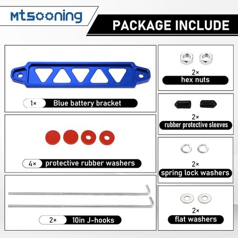 Mtsooning Battery Hold Down Bracket,Aluminum Alloy Silver Battery Tie Down Mount Bracket Kit with 10in J Bolts,Universal Battery Tray for Car Battery Mount Bracket Hold Lock Accessories in Saudi Arabia