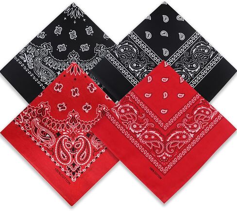 4 Pack Types of Paisley Pattern Bandanas, 22x22 Inches Cotton Bandanas Handkerchief Face Mask for Men & Women in Saudi Arabia