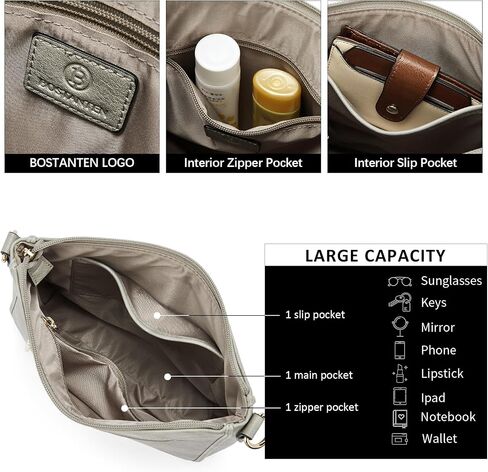 BOSTANTEN Crossbody Bags for Women Trendy Vegan Leather Hobo Purses Shoulder Handbags With Wide Shoulder Strap in Kuwait