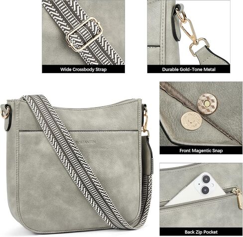 BOSTANTEN Crossbody Bags for Women Trendy Vegan Leather Hobo Purses Shoulder Handbags With Wide Shoulder Strap in Kuwait