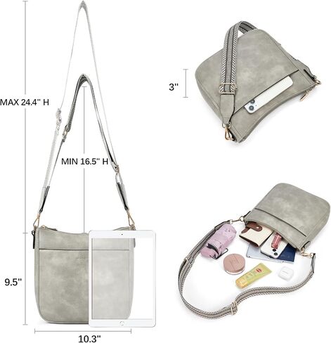 BOSTANTEN Crossbody Bags for Women Trendy Vegan Leather Hobo Purses Shoulder Handbags With Wide Shoulder Strap in Kuwait