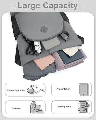 Drawstring Backpack Gym Backpack with Shoe Compartment for Men Women String Sports Bag with Wet Pocket Cinch Swim Beach Bag, Gray in Saudi Arabia