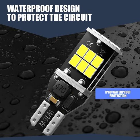 2 قطعة سيارة T15 عكس الضوء، 2835-15SMD شرائح عالية السطوع فلاش فك ضوء الفرامل، استبدال لمبة تبديد الحرارة القوية، ملحقات الإضاءة العالمية للسيارات (أبيض) in Kuwait