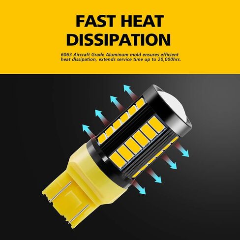 7443 7440 T20 W21W 1400 لومن فائق السطوع منخفض الطاقة مصابيح LED بديلة للأضواء العكسية الاحتياطية وأضواء إيقاف الفرامل الخلفية، 6000K زينون أبيض (عبوة من 2) in Saudi Arabia