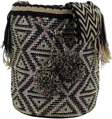 Original Colombian Wayuu Mochila Bag: Handmade Boho Straw Beach Bag, Handcrafted by Wayúu Artisans - Authentic Colombian Boho Bags (M173) in Saudi Arabia