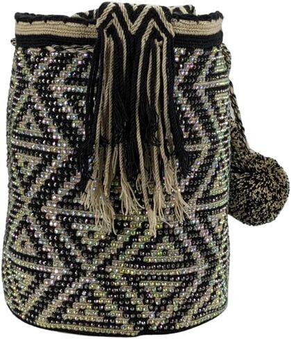 Original Colombian Wayuu Mochila Bag: Handmade Boho Straw Beach Bag, Handcrafted by Wayúu Artisans - Authentic Colombian Boho Bags (M173) in Saudi Arabia