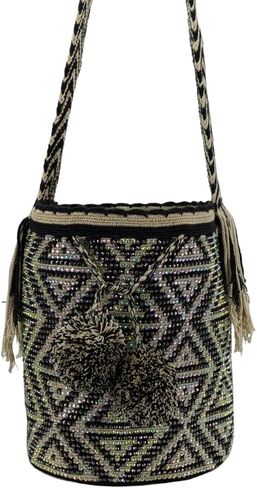 Original Colombian Wayuu Mochila Bag: Handmade Boho Straw Beach Bag, Handcrafted by Wayúu Artisans - Authentic Colombian Boho Bags (M173) in Saudi Arabia