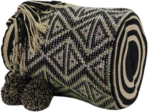 Original Colombian Wayuu Mochila Bag: Handmade Boho Straw Beach Bag, Handcrafted by Wayúu Artisans - Authentic Colombian Boho Bags (M173) in Saudi Arabia