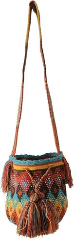 Original Colombian Wayuu Mochila Bag: Handmade Boho Straw Beach Bag, Handcrafted by Wayúu Artisans - Authentic Colombian Boho Bags (M101) in Saudi Arabia