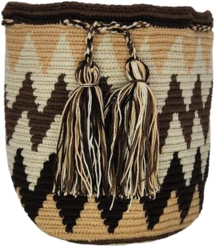 حقيبة Wayuu Mochila الكولومبية الأصلية: حقيبة شاطئ مصنوعة يدويًا من قش Boho، مصنوعة يدويًا على يد حرفيي Wayúu - حقائب Boho الكولومبية الأصلية (M99) in Saudi Arabia