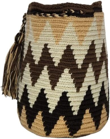 حقيبة Wayuu Mochila الكولومبية الأصلية: حقيبة شاطئ مصنوعة يدويًا من قش Boho، مصنوعة يدويًا على يد حرفيي Wayúu - حقائب Boho الكولومبية الأصلية (M99) in Saudi Arabia