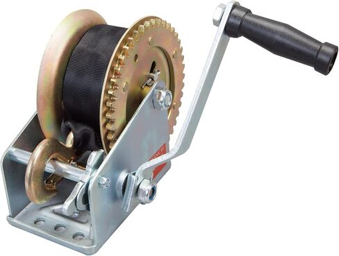 Torin ATRT1161SB 1600lbs Capacity Heavy Duty Manual Hand Crank Winch with 32.8ft Nylon Strap for Boats, Trailers, Trucks, ATVs, Silver in Saudi Arabia