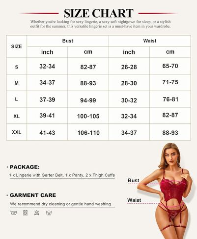 RSLOVE Lingerie Set for Women Sexy - 3 Piece Lace Push Up Underwire with Garter Outfits Lingerie Bra And Panty Sets Babydoll in Kuwait