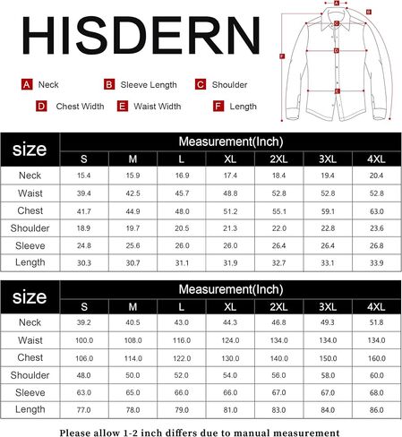 HISDERN Mens Business Dress Shirts Long Sleeve Casual Button Down Shirt Formal Inner Collar Contrast Shirt for Men Wedding in Saudi Arabia