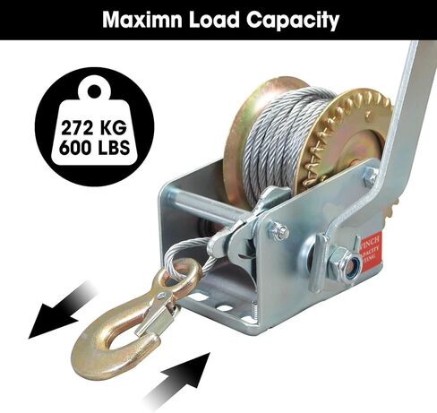 Torin ATRT1161SB ونش يدوي عالي التحمل بسعة 1600 رطل مع حزام نايلون 32.8 قدم للقوارب والمقطورات والشاحنات ومركبات ATV، فضي in Kuwait