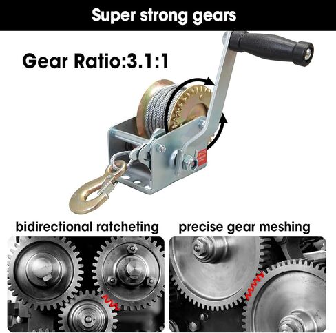 Torin ATRT1161SB ونش يدوي عالي التحمل بسعة 1600 رطل مع حزام نايلون 32.8 قدم للقوارب والمقطورات والشاحنات ومركبات ATV، فضي in Kuwait