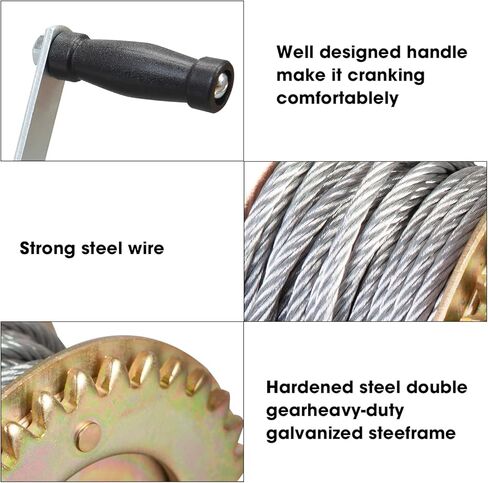 Torin ATRT1161SB ونش يدوي عالي التحمل بسعة 1600 رطل مع حزام نايلون 32.8 قدم للقوارب والمقطورات والشاحنات ومركبات ATV، فضي in Kuwait