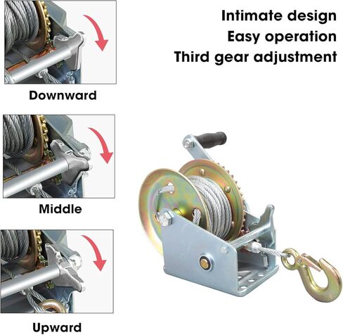 Torin ATRT1161SB ونش يدوي عالي التحمل بسعة 1600 رطل مع حزام نايلون 32.8 قدم للقوارب والمقطورات والشاحنات ومركبات ATV، فضي in Kuwait