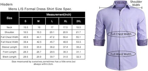 HISDERN Mens Business Dress Shirts Long Sleeve Casual Button Down Shirt Formal Inner Collar Contrast Shirt for Men Wedding in Saudi Arabia