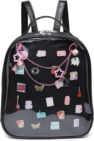 حقيبة ظهر RAINBOW SMILE Ita حقيبة ظهر JK موحدة باللون الأسود لعرض حقيبة الظهر لعرض دبابيس الرسوم المتحركة in Kuwait