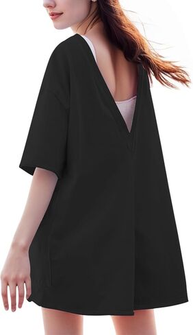 Rompers for Women Loose Hot Shot Tee Romper Casual Athletic Workout Jumpsuit Trendy Outfits with Pockets in Saudi Arabia