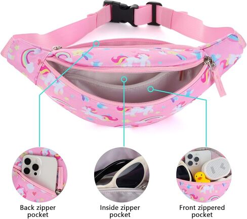 Unicorn Kids Fanny Pack for Girls, Travel Small Waist Bag Crossbody Belt Bag for Little Girls Toddler Cute Fanny Bag, Pink in Saudi Arabia