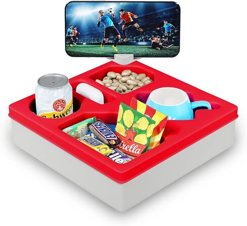 علبة الأريكة مع حامل هاتف قابل للدوران، صينية حامل أكواب الأريكة لتنظيم أريكة السرير، حامل مشروبات الأريكة المقاوم للماء، حامل أكواب السرير، مثالية للوجبات الخفيفة والمشروبات وجهاز التحكم عن بعد والهاتف المحمول (رمادي داكن) in Saudi Arabia