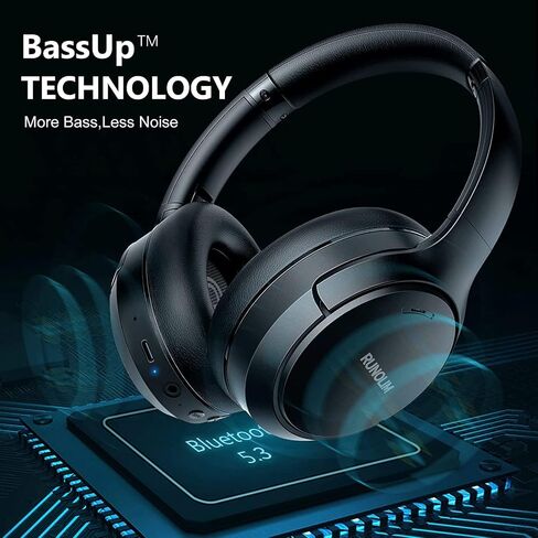 RUNOLIM Hybrid Active Noise Cancelling Headphones, 65H Playtime, Built-in Microphone, Bluetooth Wireless Over Ear Foldable Headphones with HiFi Audio, Home Travel Office in Saudi Arabia
