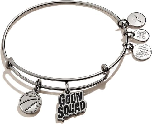 Alex and Ani AS21EBSJ03RTH، سوار Space Jam Goon Squad Duo Charm القابل للتوسيع، فضي منتصف الليل، أسود، أساور in Saudi Arabia