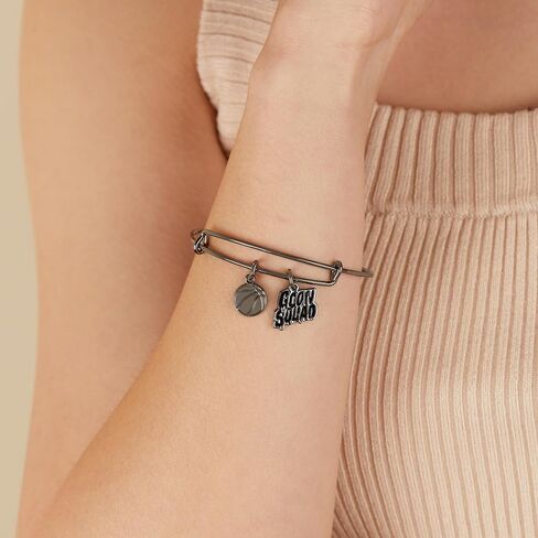 Alex and Ani AS21EBSJ03RTH، سوار Space Jam Goon Squad Duo Charm القابل للتوسيع، فضي منتصف الليل، أسود، أساور in Saudi Arabia